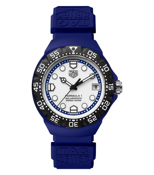 TAG Heuer Formula 1 Solargraph Blue Polylight 38mm Solar Quartz White Dial Blue Rubber Strap